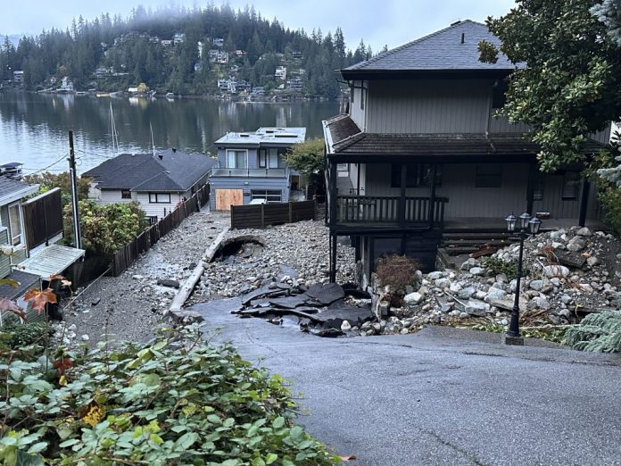 Sinkholes, debris and damage in North Vancouver neighbourhood following storm